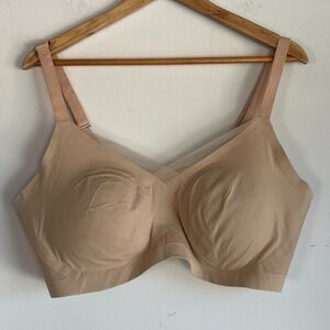 Honeylove Crossover Bra Beige Size 2X Wireless V Neck Stretch‎